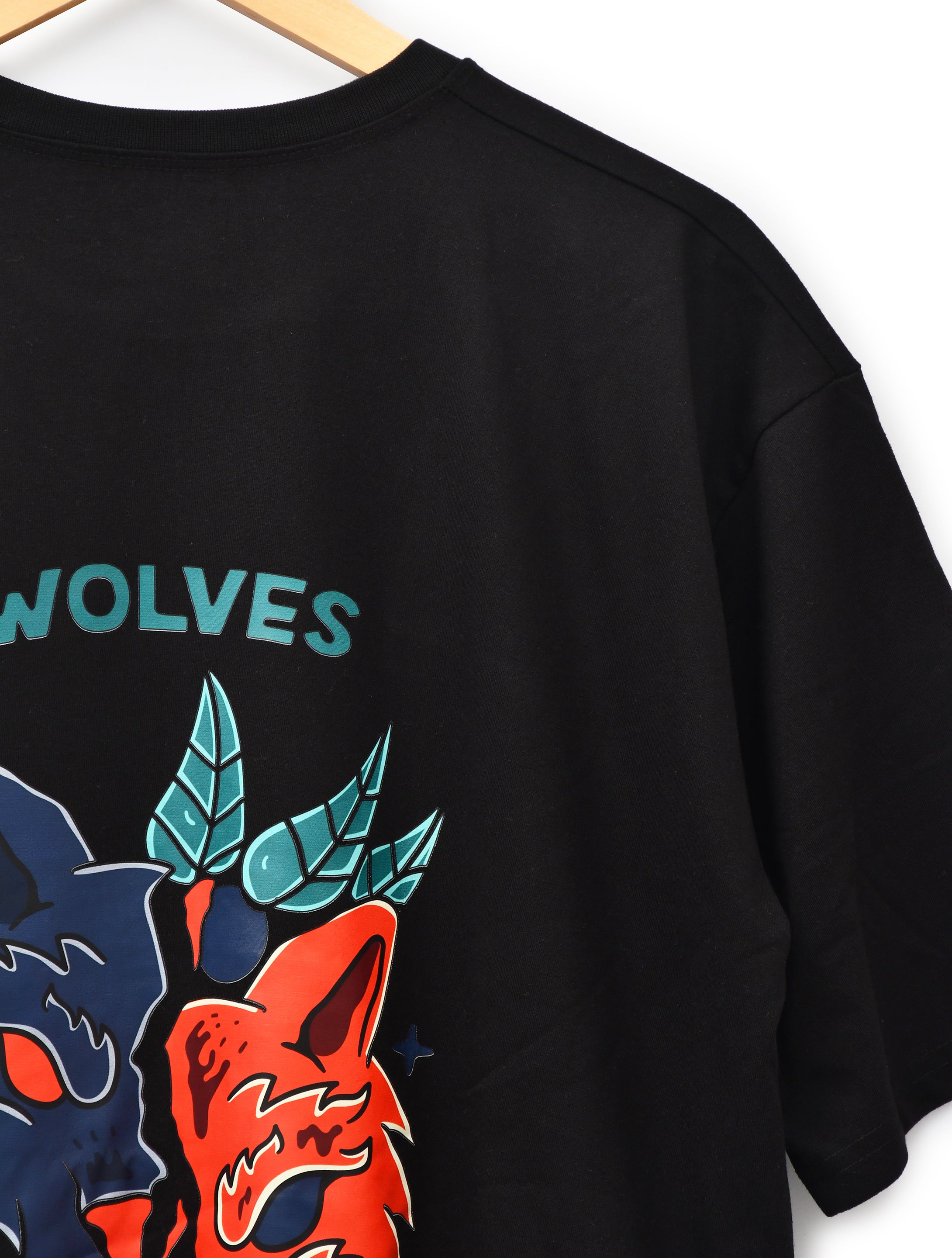 Kaloth oversized men's Black Wolves printed T-shirt