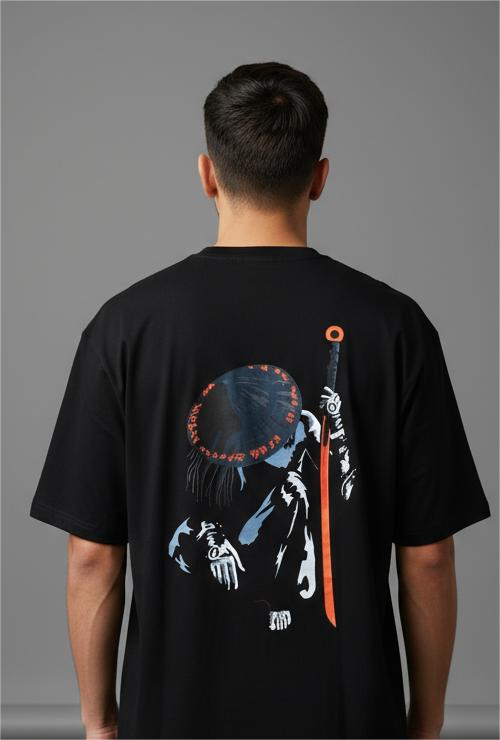 Kaloth oversized men's Black ninja printed T-shirt